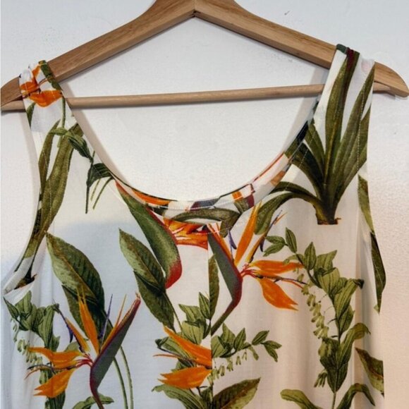 2Dye4 Tropical Floral Maxi Dress – White with Orange & Green Print – Women’s - M - Picture 8 of 13